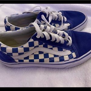 Vans Old Skool Blue & White Checkered Skate Shoes